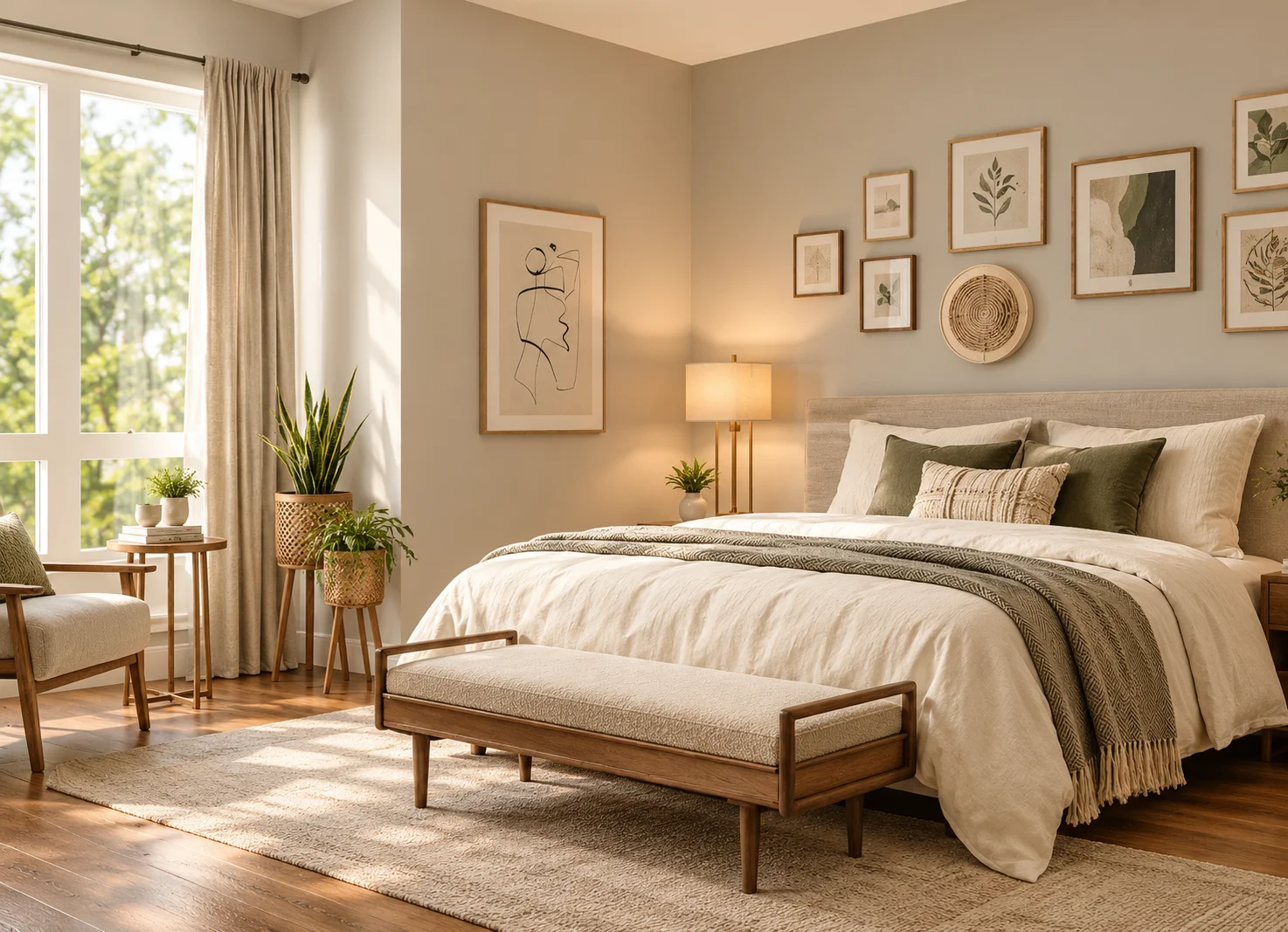 Minimalist built-in wardrobe in a bright bedroom